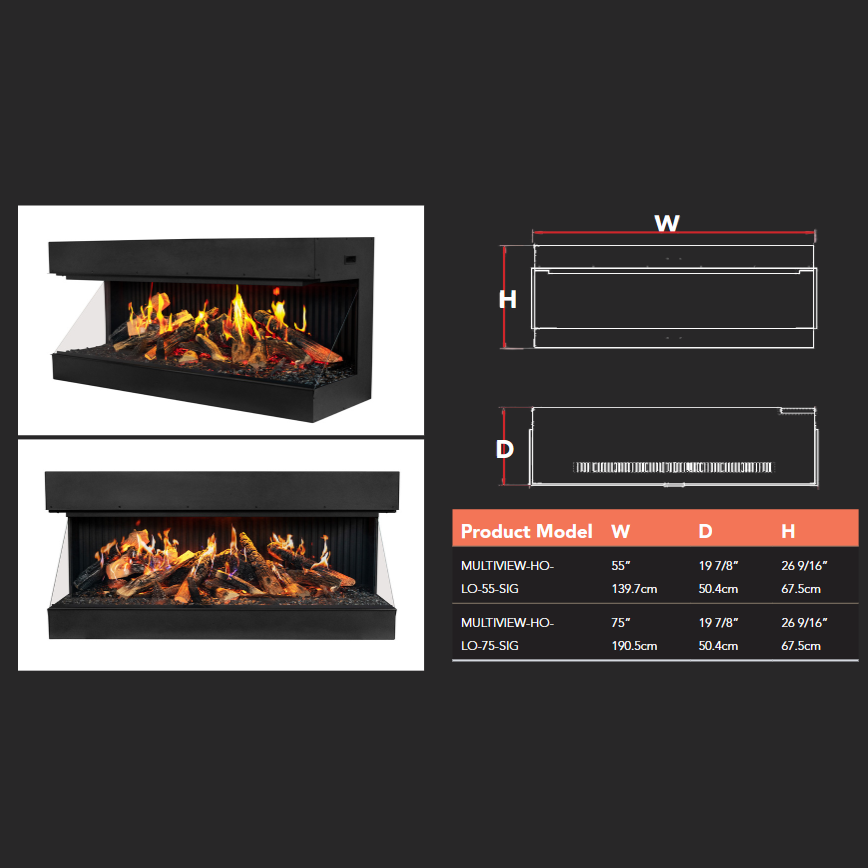 Amantii Holo 75 Holographic Fireplace