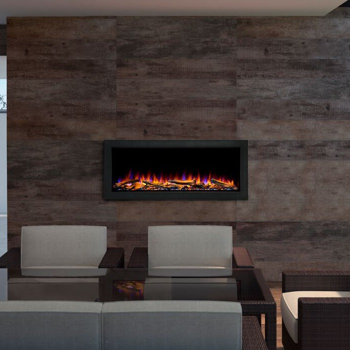 SimpliFire Forum 43" Outdoor Electric Fireplace with Trim Kit
