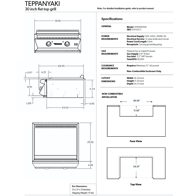 Twin Eagles - Teppanyaki Gas Griddle