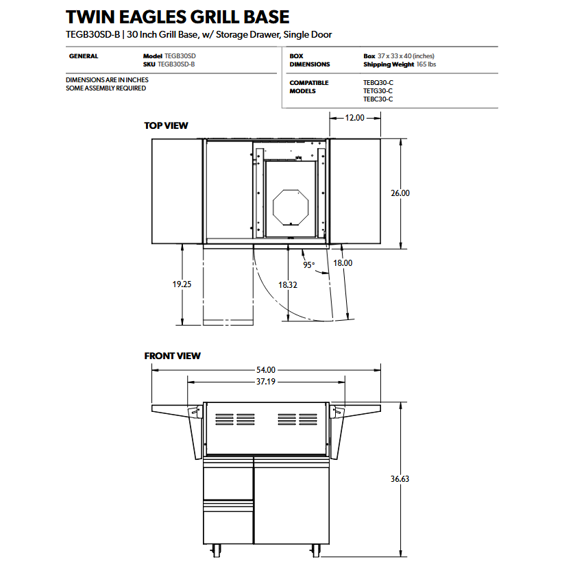Twin Eagles - 30" Grill Cart w/Shelves