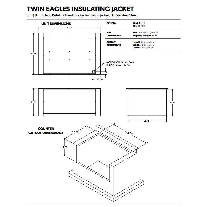 Twin Eagles - 36" Pellet Grill Insulating Jacket