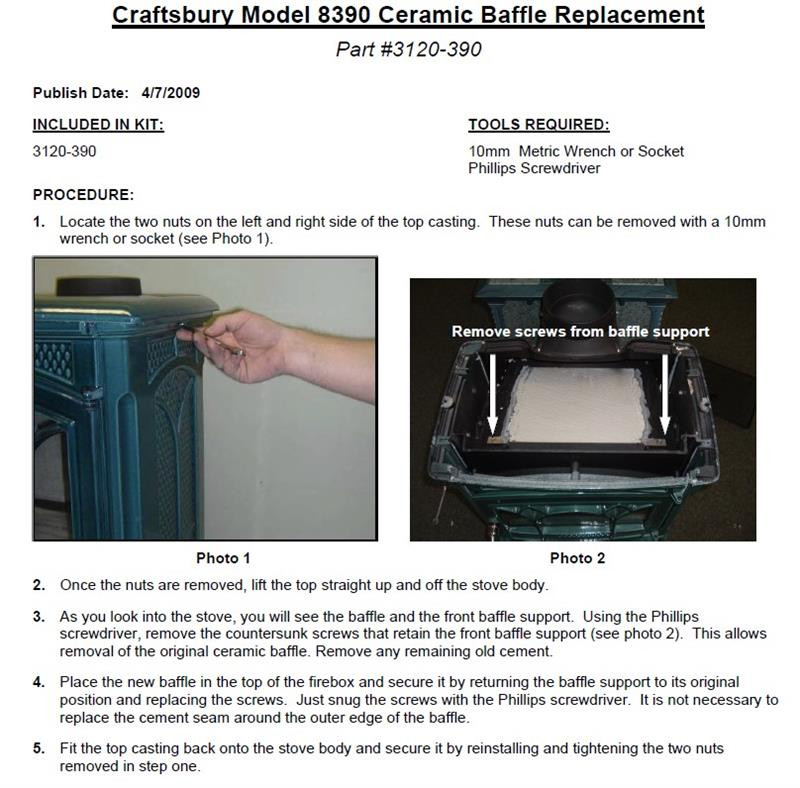 Craftsbury Ceramic Baffle 3120-390 - Rocky Mountain Stove & Fireplace