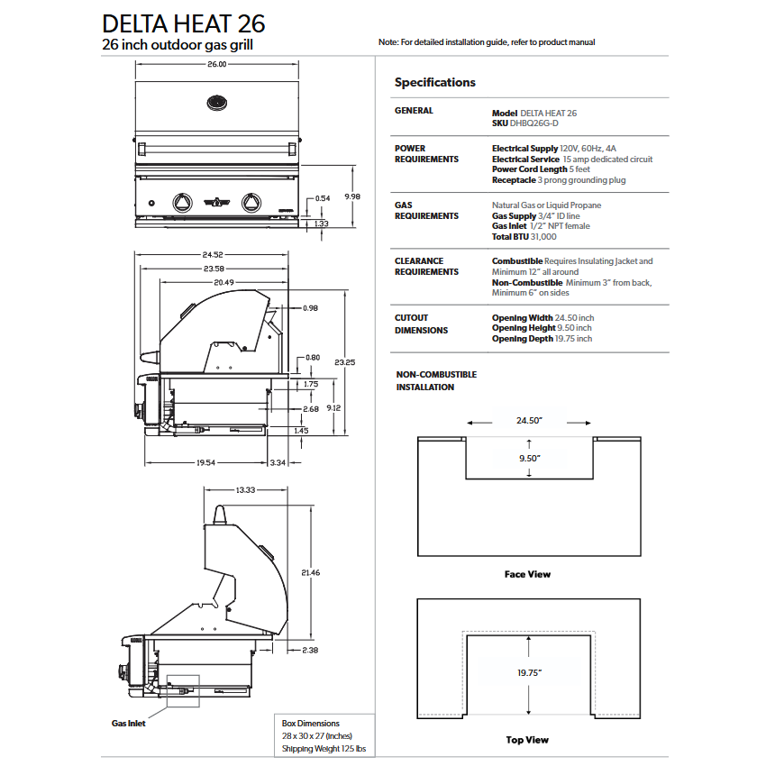 Delta Heat 26" Built-In Gas Grill