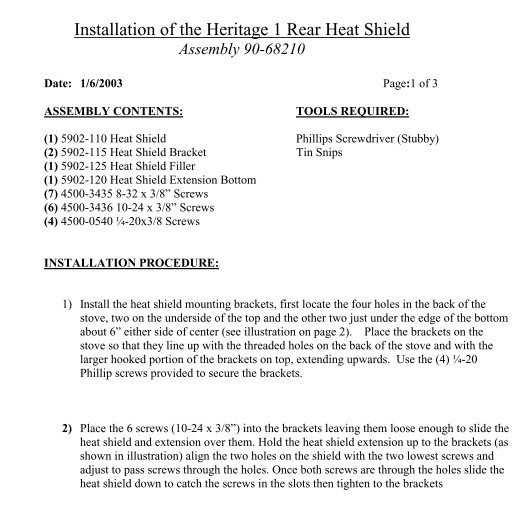 HearthStone Heritage Heat Shield 90-68210