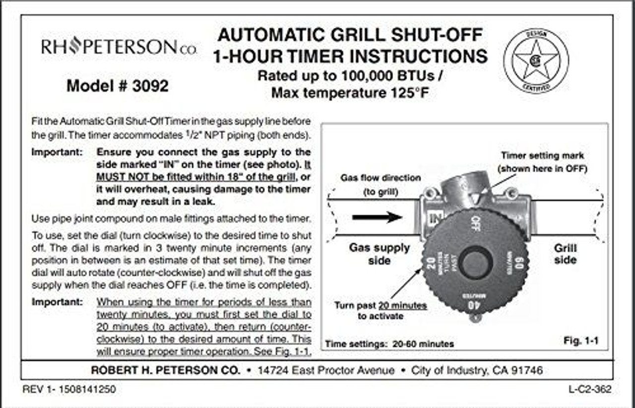  Fire Magic 3 Hour Automatic Barbecue Shut-Off Safety