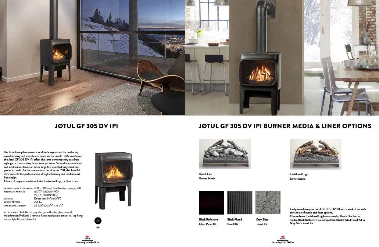 Jotul GF 305 DV Gas Stove in Matte Black