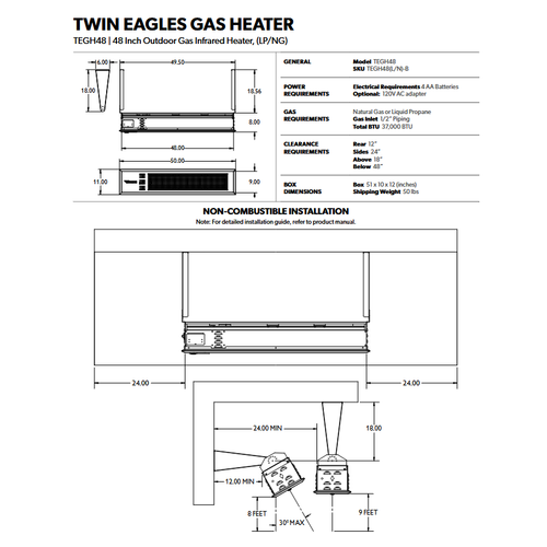 Twin Eagles 48" Outdoor Infrared Gas Heater