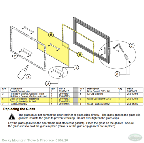 Flush Wood Insert Replacement Glass (250-02183)