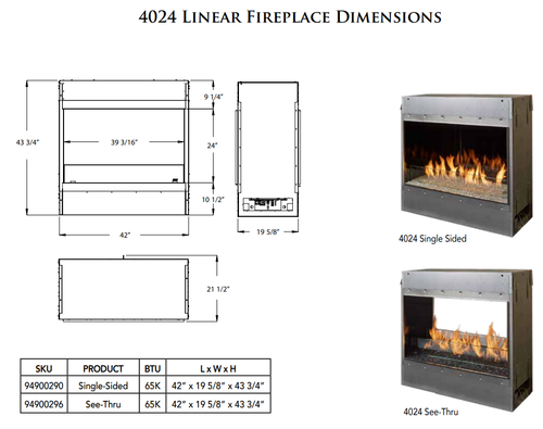 Fire Garden 4024 Outdoor Liner Gas Fireplace