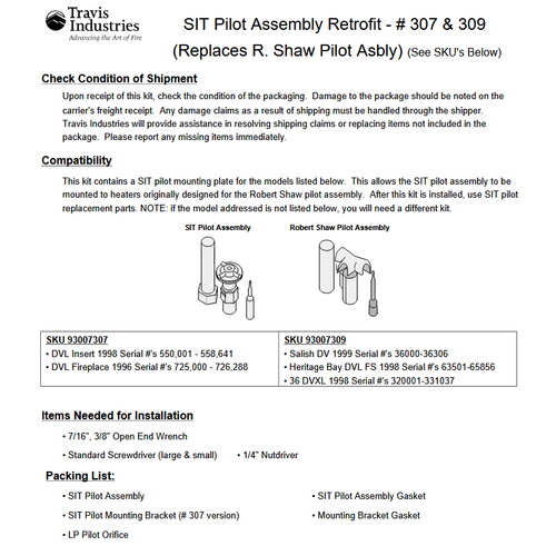 DVL Stoves Retrofit Pilot Assembly 93007309