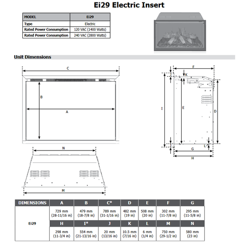 Regency Ei29 Electric Insert  (Floor Model)