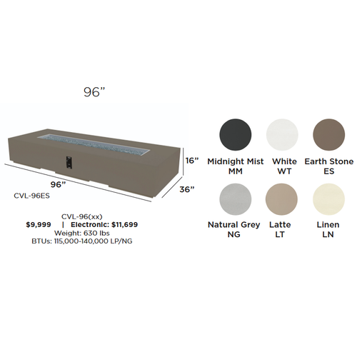 Cove 96" Linear Gas Fire Pit