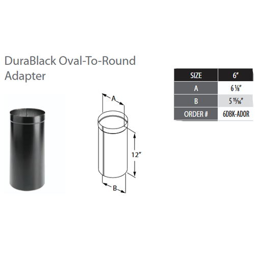 Oval to 6" Round Adapter 6DBK-ADOR
