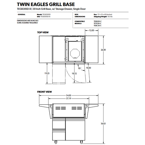 Twin Eagles - 30" Grill Cart w/Shelves