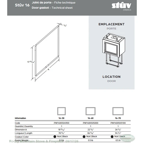 Stuv 16 Door Gasket