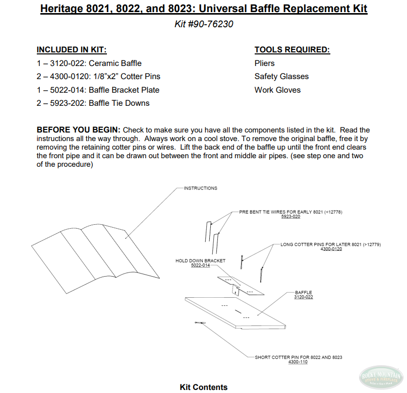 Heritage Ceramic Baffle Kit #90-76230