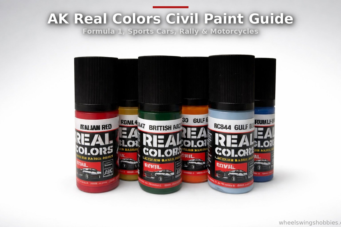AK Interactive Real Colors Civil Paint Guide — Formula 1, Sports Cars, Rally & Motorcycles