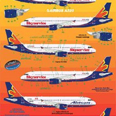 DACSKY144-62 - Daco Products 1/144 Airbus A320 SkyService Canada Decal ...