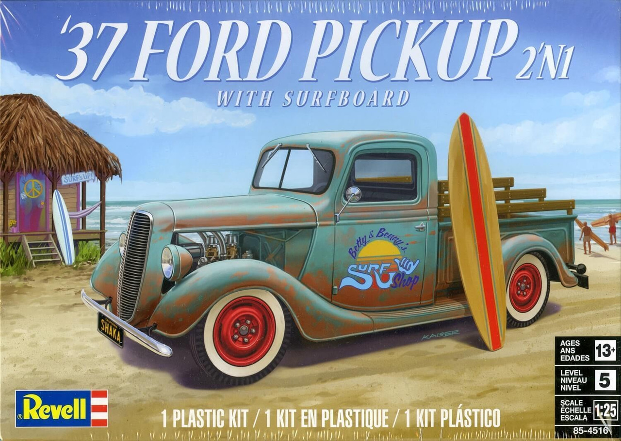 RMX854516 Revell 1/25 1937 Ford Pickup with Surfboard 2n1 Wheels