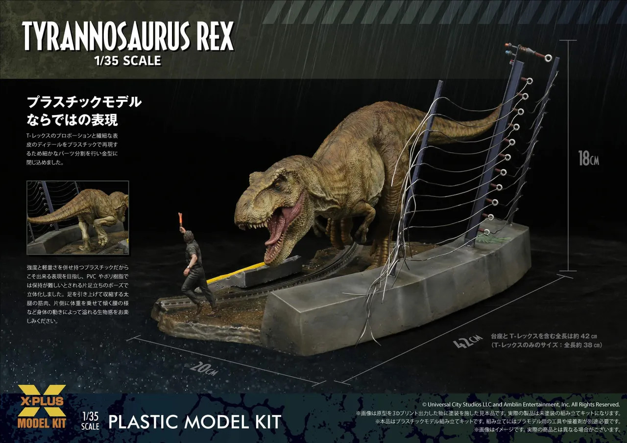 XPL411-200130T - X-Plus Models 1/35 Jurassic Park Tyrannosaurus