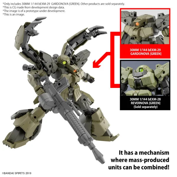 BAN5066685 - Bandai 30MM: 1/144 bEXM-29 GARDONOVA [Green] - Wheels