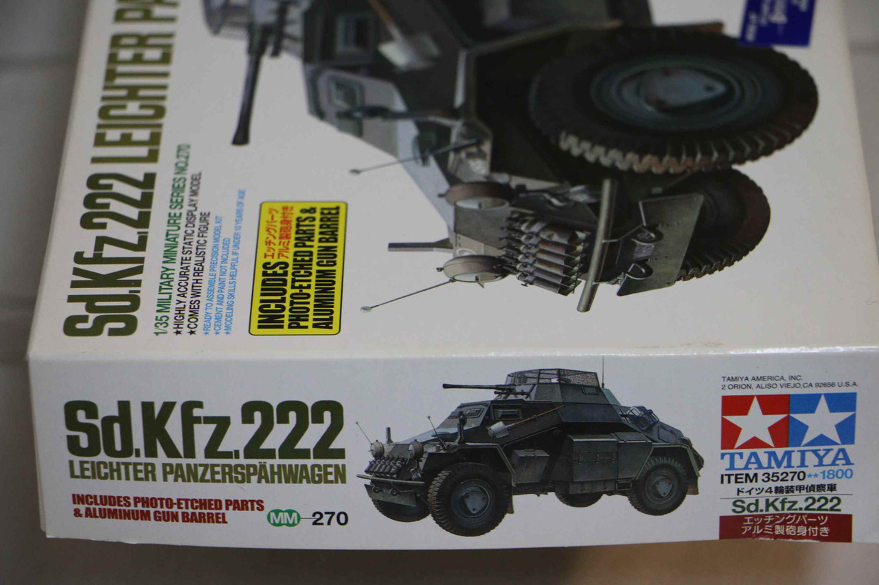 Tamiya 1/35 Sd.Kfz.222 Armoured Car w/PE & Metal Barrel Model Kit