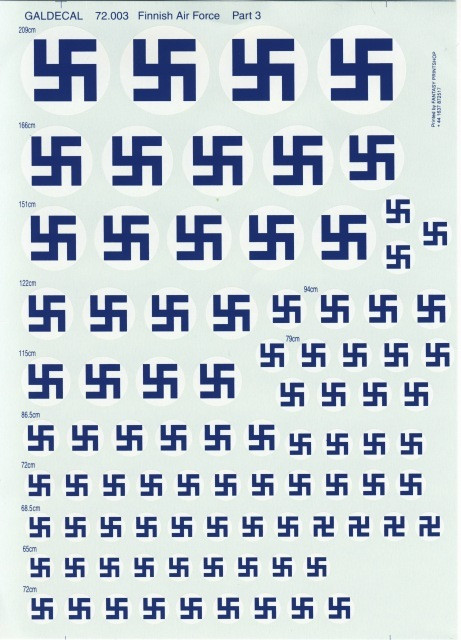 GAD72004 - Galdecal 1/72 Finnish Air Force Swastika Decal Sheet ...