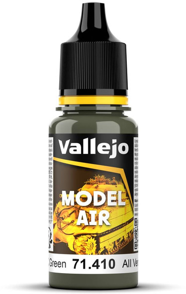 VLJ71410 - Vallejo - Model Air: All Zashchitnyi Camouflage Green - 17mL Bottle - Acrylic / Water Based - Flat