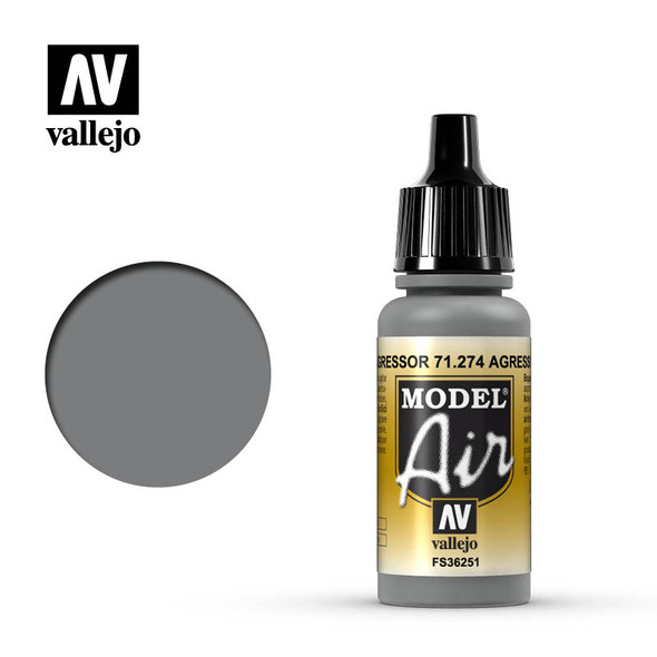VLJ71274 - Vallejo - Model Air: Agressor Grey - 17mL Bottle - Acrylic /  Water Based - Flat - FS 36251