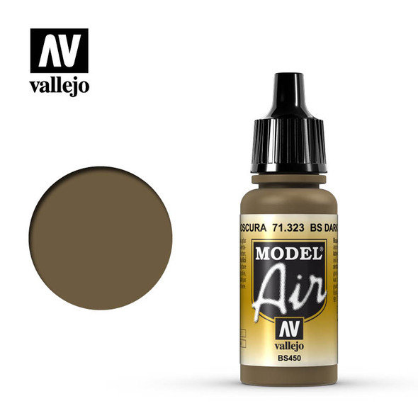 VLJ71323 - Vallejo - Model Air: Dark Earth - 17mL Bottle - Acrylic / Water Based - Flat