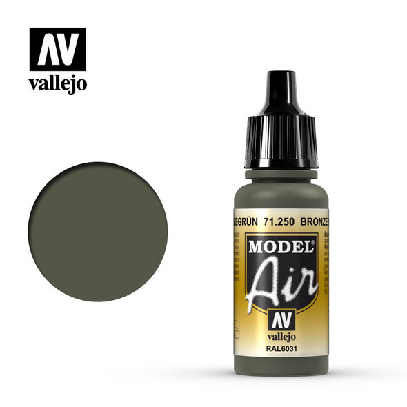 VLJ71250 - Vallejo - Model Air: Bronze Green - 17mL Bottle - Acrylic /  Water Based - Flat