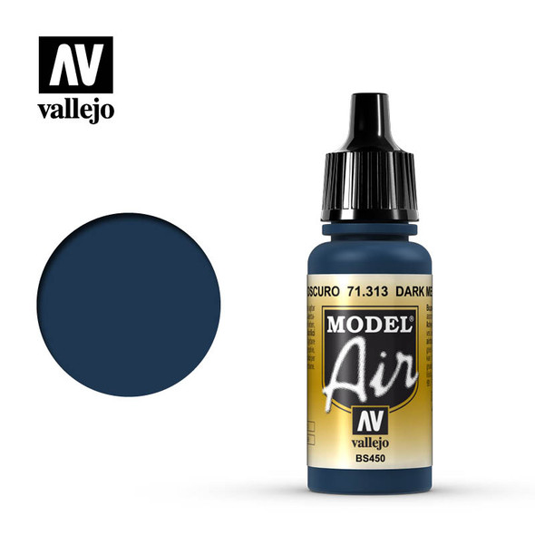 VLJ71313 - Vallejo - Model Air: Dark Mediterranean Blue - 17mL Bottle -  Acrylic / Water Based - Flat