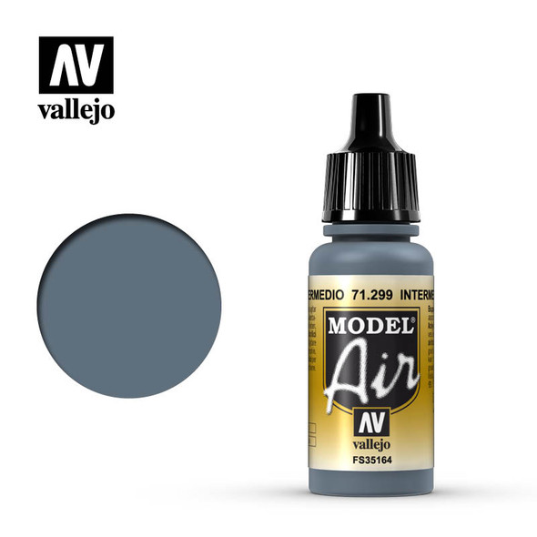 VLJ71299 - Vallejo - Model Air: Intermediate Blue - 17mL Bottle - Acryl ic / Water Based - Flat - FS 35164