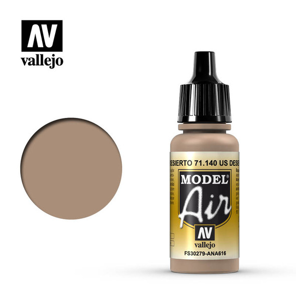 VLJ71140 - Vallejo - Model Air: US Desert Sand - 17mL Bottle - Acrylic  / Water Based - Flat - FS 30279