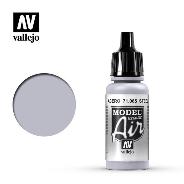 VLJ71065 - Vallejo - Model Air: Steel - 17mL Bottle - Acrylic / Water B ased - Flat - FS 37200