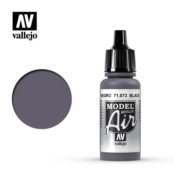 VLJ71073 - Vallejo - Model Air: Metallic Black - 17mL Bottle - Acrylic  / Water Based - Flat