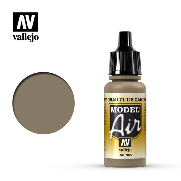 VLJ71118 - Vallejo - Model Air: Camouflage Grey - 17mL Bottle - Acrylic  / Water Based - Flat