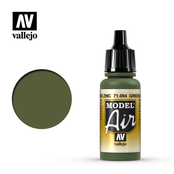 VLJ71094 - Vallejo - Model Air: Green Zinc Chromate - 17mL Bottle - Acr ylic / Water Based - Flat - FS 34258
