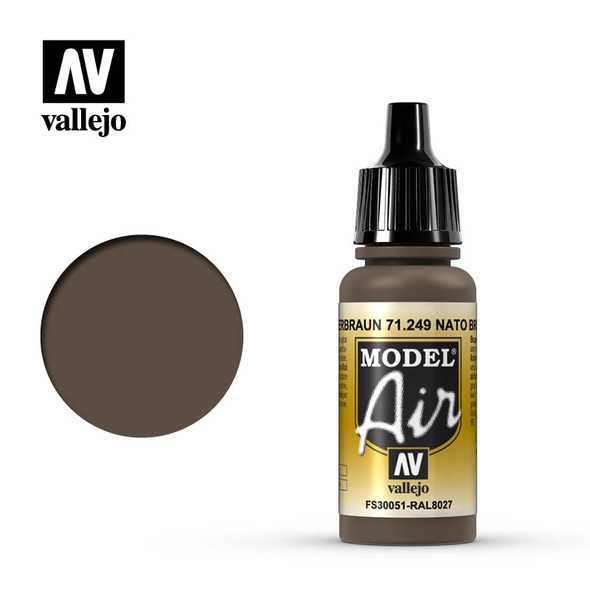 VLJ71249 - Vallejo - Model Air: NATO Brown - 17mL Bottle - Acrylic / Water Based - Flat - FS 30051