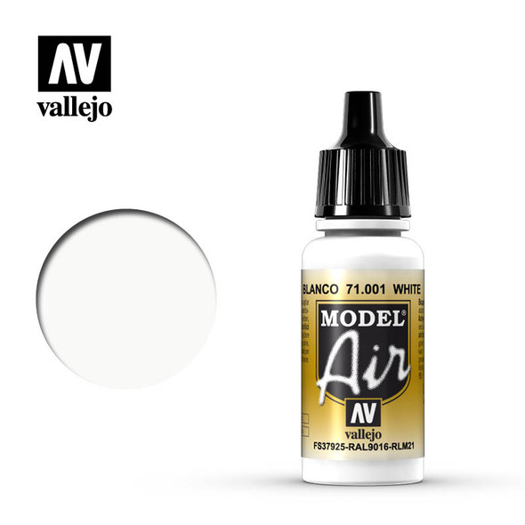 VLJ71001 - Vallejo - Model Air: White - 17mL Bottle - Acrylic / Water B ased - Flat - FS 37925
