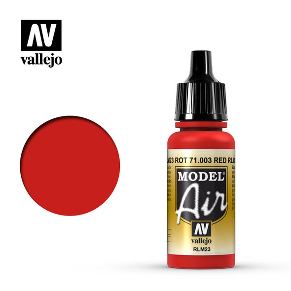 VLJ71003 - Vallejo - Model Air: Scarlet Red - 17mL Bottle - Acrylic / W ater Based - Flat - FS 31400