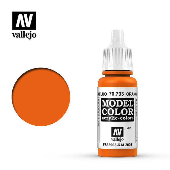VLJ70733 - Vallejo - Model Colour: Fluorescent Orange - 17mL Bottle - A crylic / Water Based - Flat