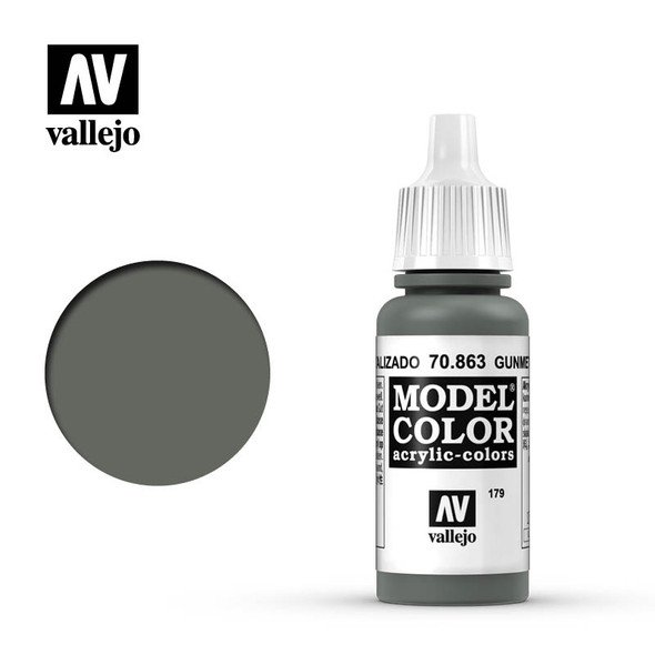 VLJ70863 - Vallejo - Model Colour: Gunmetal Grey - 17mL Bottle - Acryli c / Water Based - Flat - FS 37200
