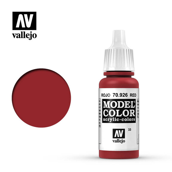 VLJ70926 - Vallejo - Model Colour: Red - 17mL Bottle - Acrylic / Water  Based - Flat - FS 30160