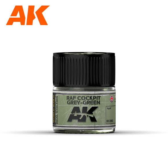 AKIRC293 - AK Interactive Real Color Acrylic - RAF Cockpit Grey-Green 10ml Bottle - Shipping only in continental U.S. and Canada