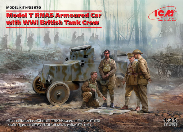 ICM35670 - ICM - 1/35 Model T RNAS Armoured Car with WWI British Tank Crew