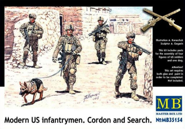 MBL35154 - Master Box - 1/35 Cordon & Search" Modern US Infantry w/Dog"