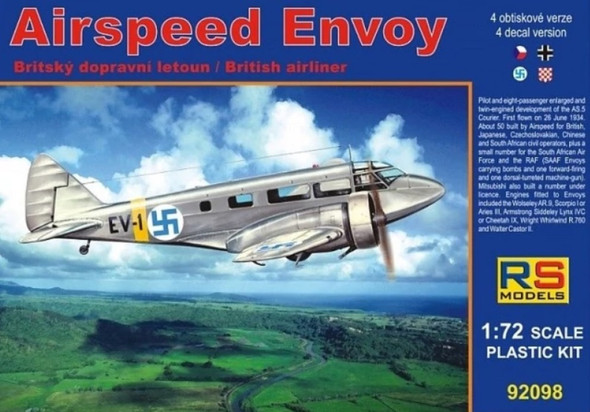 RSM92098 - RS Models - 1/72 Airspeed Envoy (British Airliner) GER/CZE/ROM/FIN Markings