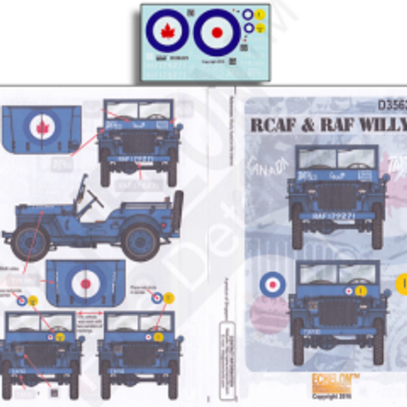 EFDD356225 - Echelon Fine Details 1/35 RCAF/RAF Willys Jeep Decals