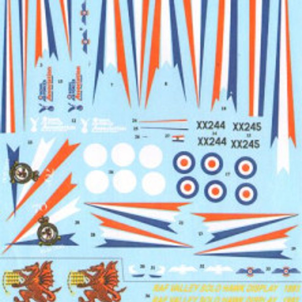 EXDX48095 - ExtraDecal 1/48 Bae Hawk T 1A XX24 and XX25 208(R) Squadron, 4FTS 2011 Display Aircraft XX26 4FTS 1993 Display Aircraft